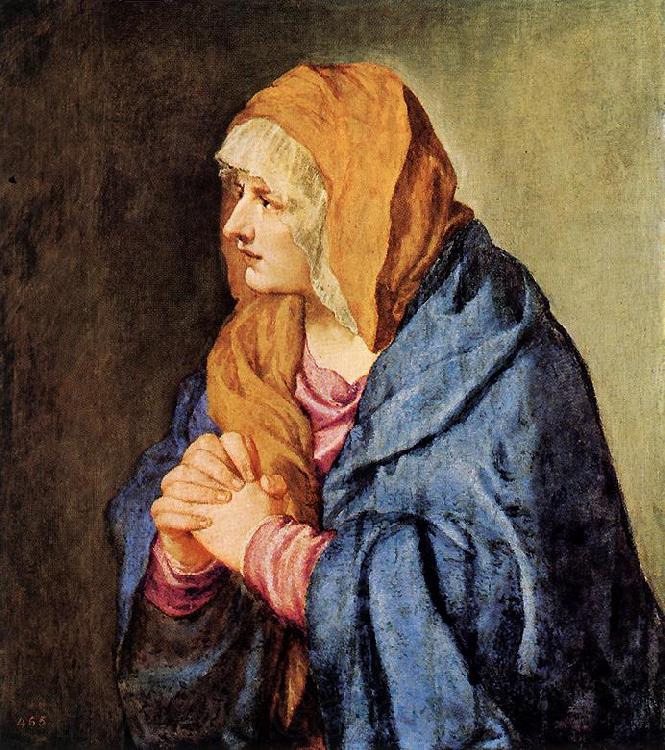 TIZIANO Vecellio Mater Dolorosa (with clasped hands) wt